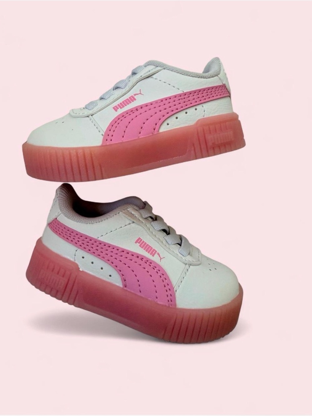 Puma Kids White & Pink Thick-Sole Sneakers